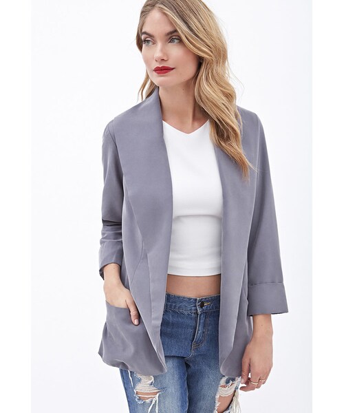 FOREVER 21(フォーエバー トゥエンティーワン)の「FOREVER 21 Oversized Shawl Collar Blazer(テーラードジャケット・レディース・Blush/Charcoal・Medium)」の4枚目の写真