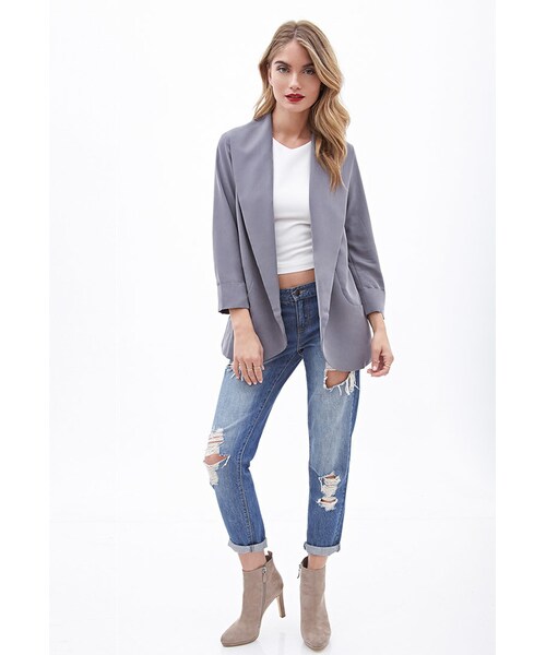 FOREVER 21(フォーエバー トゥエンティーワン)の「FOREVER 21 Oversized Shawl Collar Blazer(テーラードジャケット・レディース・Blush/Charcoal・Medium)」の5枚目の写真