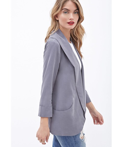 FOREVER 21(フォーエバー トゥエンティーワン)の「FOREVER 21 Oversized Shawl Collar Blazer(テーラードジャケット・レディース・Blush/Charcoal・Medium)」の2枚目の写真