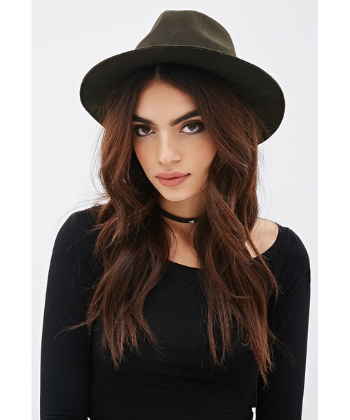 FOREVER 21（フォーエバー トゥエンティーワン）の「FOREVER 21+ Twisted Band Wool Fedora（帽子・レディース・Black/Olive・One size）」の9枚目の写真