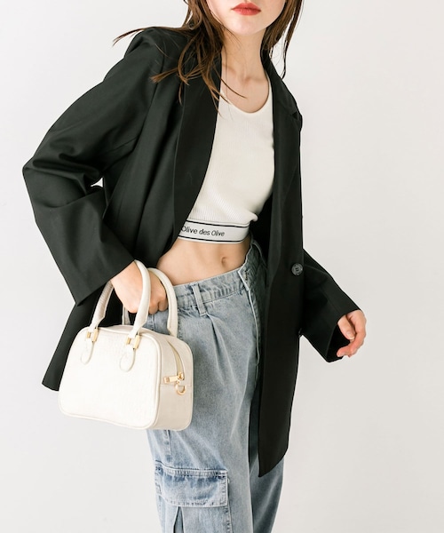 OLIVE des OLIVE(オリーブデオリーブ)の「【セットアップ対応】ボクシーテーラードジャケット(テーラードジャケット・レディース・ピンク/チャコールグレー/ブラック・FREE)」の2枚目の写真