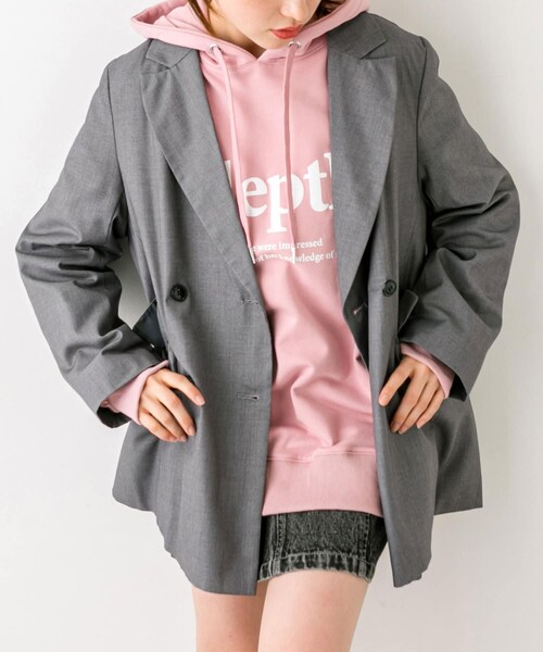 OLIVE des OLIVE(オリーブデオリーブ)の「【セットアップ対応】ボクシーテーラードジャケット(テーラードジャケット・レディース・ピンク/チャコールグレー/ブラック・FREE)」の3枚目の写真