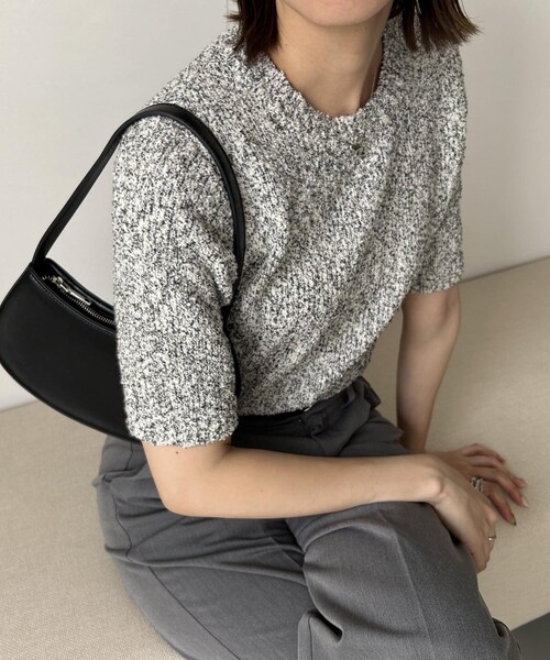 CAPRICIEUX LE'MAGE（カプリシューレマージュ）の「ネップハーフスリーブニット（ニット/セーター・レディース・オフホワイト/グレー/ブラック・F）」の3枚目の写真