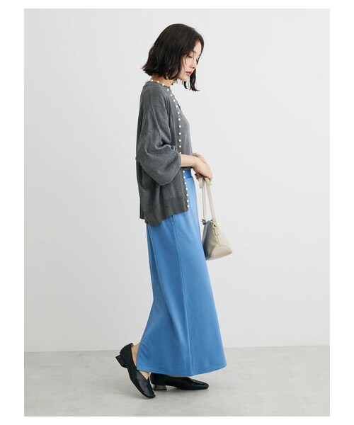 Green　Parks（グリーンパークス）の「・ELENCARE DUEパールツキシアーカーディガン（トップス・グレー/ブラック/ボルドー/ライトベージュ/ブラウン・F）」の3枚目の写真