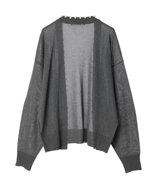 Green　Parks（グリーンパークス）の「・ELENCARE DUEパールツキシアーカーディガン（トップス・グレー/ブラック/ボルドー/ライトベージュ/ブラウン・F）」の16枚目の写真