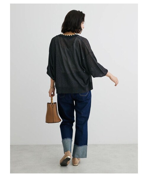 Green　Parks（グリーンパークス）の「・ELENCARE DUEパールツキシアーカーディガン（トップス・グレー/ブラック/ボルドー/ライトベージュ/ブラウン・F）」の12枚目の写真