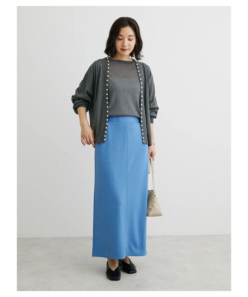 Green　Parks（グリーンパークス）の「・ELENCARE DUEパールツキシアーカーディガン（トップス・グレー/ブラック/ボルドー/ライトベージュ/ブラウン・F）」の2枚目の写真