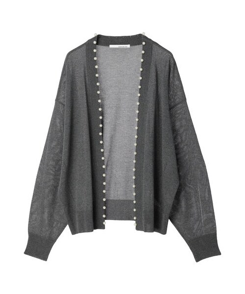 Green　Parks（グリーンパークス）の「・ELENCARE DUEパールツキシアーカーディガン（トップス・グレー/ブラック/ボルドー/ライトベージュ/ブラウン・F）」の15枚目の写真