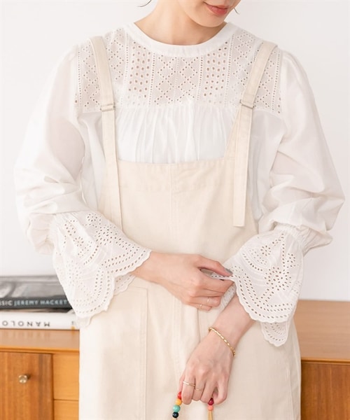 URBAN RESEARCH Sonny Label（アーバンリサーチサニーレーベル）の「2WAY扇貝花邊棉質蕾絲罩衫（その他・レディース・米色/黑色/薩克斯藍・米色/黑色/薩克斯藍）」の11枚目の写真