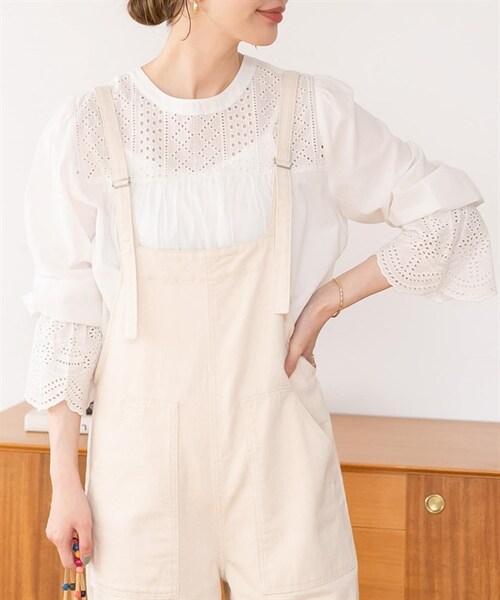 URBAN RESEARCH Sonny Label（アーバンリサーチサニーレーベル）の「2WAY扇貝花邊棉質蕾絲罩衫（その他・レディース・米色/黑色/薩克斯藍・米色/黑色/薩克斯藍）」の12枚目の写真