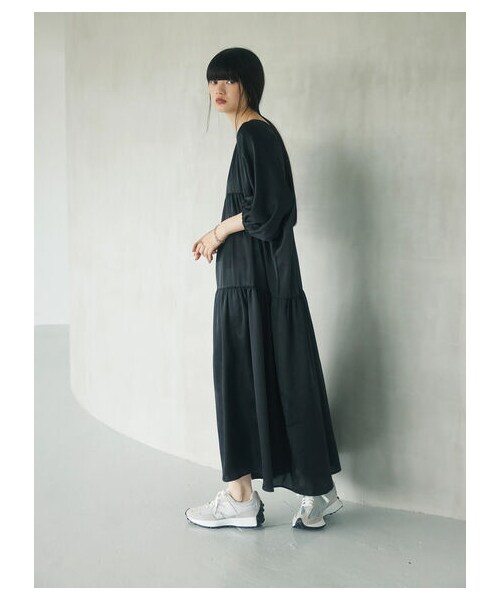 Green　Parks（グリーンパークス）の「【予約】armonia. ティアード切り替えワンピース（ワンピース/ドレス・ブラック/テラコッタ/ミント・F）」の3枚目の写真