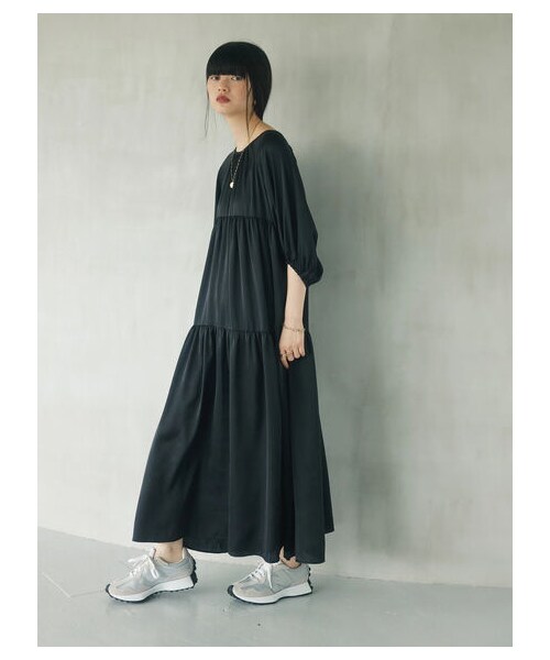 Green　Parks（グリーンパークス）の「【予約】armonia. ティアード切り替えワンピース（ワンピース/ドレス・ブラック/テラコッタ/ミント・F）」の5枚目の写真