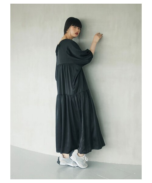 Green　Parks（グリーンパークス）の「【予約】armonia. ティアード切り替えワンピース（ワンピース/ドレス・ブラック/テラコッタ/ミント・F）」の4枚目の写真