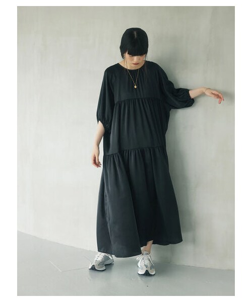 Green　Parks（グリーンパークス）の「【予約】armonia. ティアード切り替えワンピース（ワンピース/ドレス・ブラック/テラコッタ/ミント・F）」の2枚目の写真