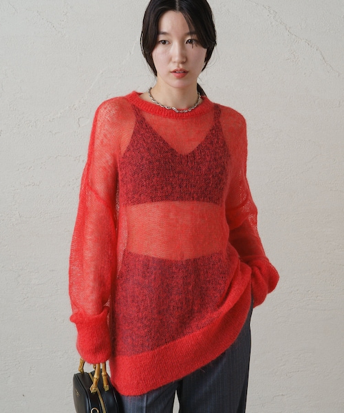 Loungedress ラウンジドレス モヘアシアーニット ニット トップス　白 Loungedress - Loungedress ラウンジドレス モヘアシアーニット ニット