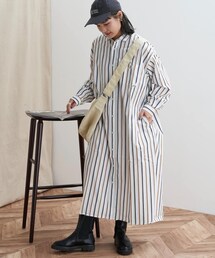 【GEVACO/ゲバコ】ピーチ起毛マルチストライプワンピース