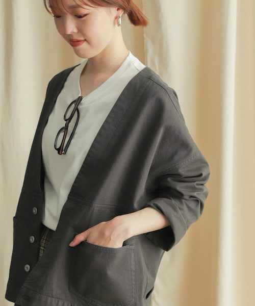 URBAN RESEARCH DOORS（アーバンリサーチドアーズ）の「リメイクショートジャケット（ジャケット/アウター・レディース・CHARCOAL/KHAKI・M）」の11枚目の写真