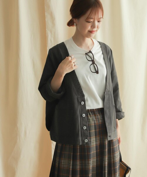 URBAN RESEARCH DOORS（アーバンリサーチドアーズ）の「リメイクショートジャケット（ジャケット/アウター・レディース・CHARCOAL/KHAKI・M）」の8枚目の写真