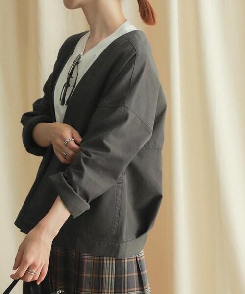 URBAN RESEARCH DOORS（アーバンリサーチドアーズ）の「リメイクショートジャケット（ジャケット/アウター・レディース・CHARCOAL/KHAKI・M）」の12枚目の写真