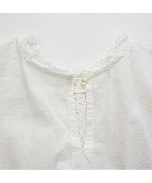 定価5万 45R インドカディのカットワークブラウス ホワイト 45R（フォーティファイブアール）の「インドカディdeカット