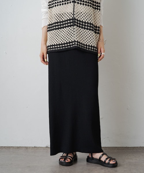 PUAL CE CIN ナロースカート ロングスカート ブラック noricorico102