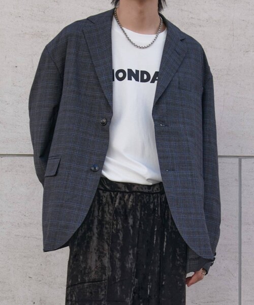 COLONY 2139（コロニートゥーワンスリーナイン）の「【8.03(木)18:00販売/セットアップ対応】チェックテーラードジャケット（テーラードジャケット・メンズ・ブラウン/チャコールグレー・M/L）」の2枚目の写真