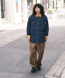 UES ウエス ボア付きデニムカバーオール 襟コーデュロイ UES ウエス ボア付きデニムカバーオール 襟コーデュロイ UES ウエス