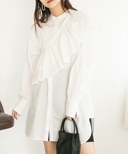 KBF（ケイビーエフ）の「フリルSETミニシャツワンピース（ワンピース/ドレス・レディース・OFF/BLACK/LILAC・one）」の4枚目の写真