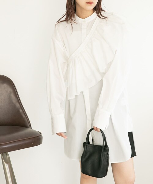 KBF（ケイビーエフ）の「フリルSETミニシャツワンピース（ワンピース/ドレス・レディース・OFF/BLACK/LILAC・one）」の5枚目の写真