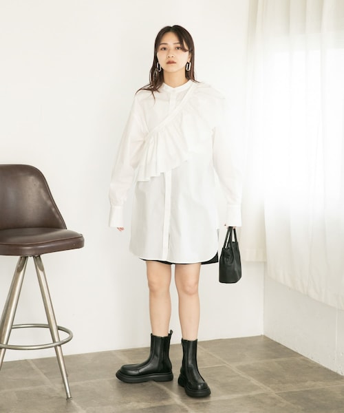 KBF（ケイビーエフ）の「フリルSETミニシャツワンピース（ワンピース/ドレス・レディース・OFF/BLACK/LILAC・one）」の12枚目の写真