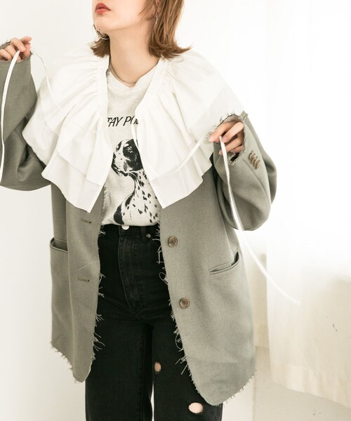 KBF（ケイビーエフ）の「フリルSETミニシャツワンピース（ワンピース/ドレス・レディース・OFF/BLACK/LILAC・one）」の21枚目の写真