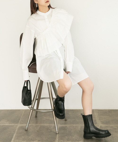 KBF（ケイビーエフ）の「フリルSETミニシャツワンピース（ワンピース/ドレス・レディース・OFF/BLACK/LILAC・one）」の10枚目の写真