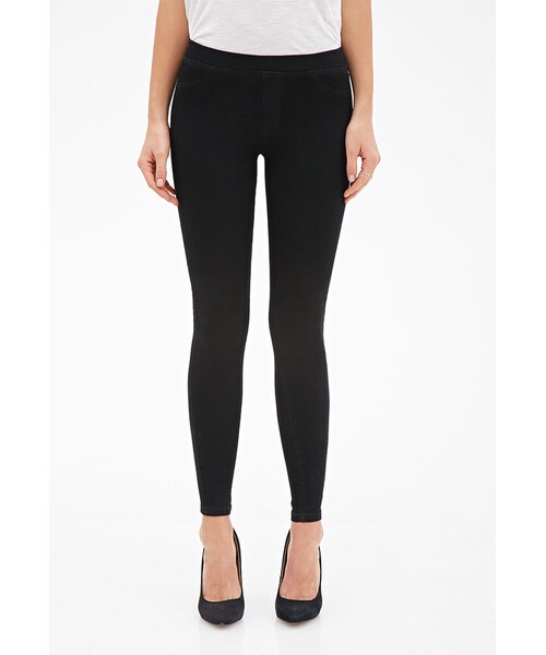 FOREVER 21（フォーエバー トゥエンティーワン）の「FOREVER 21 Dark Wash Jeggings（デニムパンツ・レディース・Black/Indigo・Medium/X-Small/Small/Large）」の4枚目の写真
