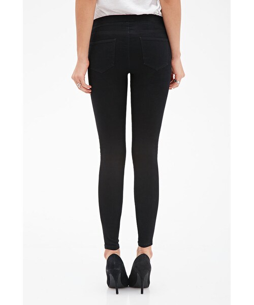FOREVER 21（フォーエバー トゥエンティーワン）の「FOREVER 21 Dark Wash Jeggings（デニムパンツ・レディース・Black/Indigo・Medium/X-Small/Small/Large）」の6枚目の写真