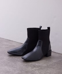 Chez toi | ニット切替ショートブーツ(ブーツ)