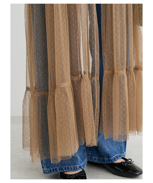 Green　Parks（グリーンパークス）の「・ELENCARE DUE 2wayチュールキャミワンピ（ワンピース/ドレス・アイボリー/チャコールグレー/ブラック/モカ/ターコイズブルー/パープル・F）」の7枚目の写真