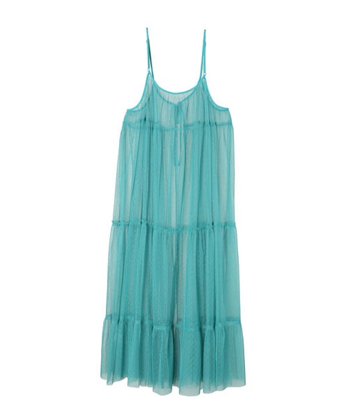 Green　Parks（グリーンパークス）の「・ELENCARE DUE 2wayチュールキャミワンピ（ワンピース/ドレス・アイボリー/チャコールグレー/ブラック/モカ/ターコイズブルー/パープル・F）」の16枚目の写真