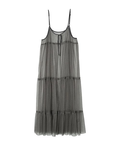 Green　Parks（グリーンパークス）の「・ELENCARE DUE 2wayチュールキャミワンピ（ワンピース/ドレス・アイボリー/チャコールグレー/ブラック/モカ/ターコイズブルー/パープル・F）」の19枚目の写真