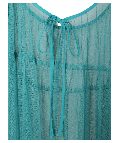 Green　Parks（グリーンパークス）の「・ELENCARE DUE 2wayチュールキャミワンピ（ワンピース/ドレス・アイボリー/チャコールグレー/ブラック/モカ/ターコイズブルー/パープル・F）」の14枚目の写真