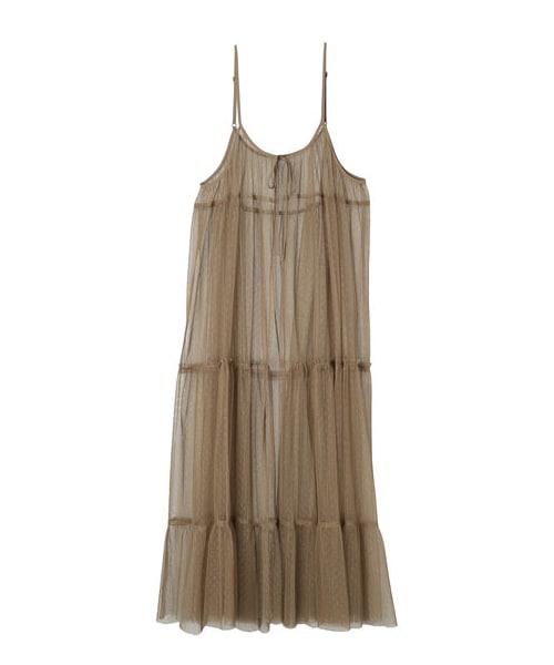 Green　Parks（グリーンパークス）の「・ELENCARE DUE 2wayチュールキャミワンピ（ワンピース/ドレス・アイボリー/チャコールグレー/ブラック/モカ/ターコイズブルー/パープル・F）」の21枚目の写真