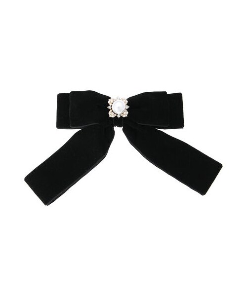 Maison de FLEUR（メゾンドフルール）の「パールベロアリボンバレッタ（その他・ブラック/ブラウン・F）」の7枚目の写真