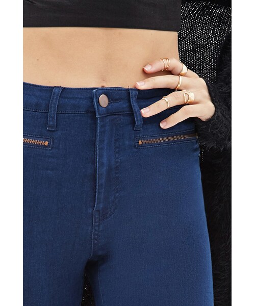 FOREVER 21(フォーエバー トゥエンティーワン)の「FOREVER 21 Mid-Rise - Zippered Skinny Jeans(デニムパンツ・レディース・Black/Blue・29/26/28/31/27/25/30/24)」の3枚目の写真