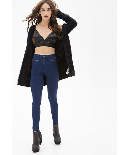 FOREVER 21(フォーエバー トゥエンティーワン)の「FOREVER 21 Mid-Rise - Zippered Skinny Jeans(デニムパンツ・レディース・Black/Blue・29/26/28/31/27/25/30/24)」の8枚目の写真