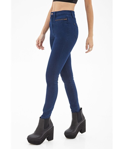 FOREVER 21(フォーエバー トゥエンティーワン)の「FOREVER 21 Mid-Rise - Zippered Skinny Jeans(デニムパンツ・レディース・Black/Blue・29/26/28/31/27/25/30/24)」の9枚目の写真