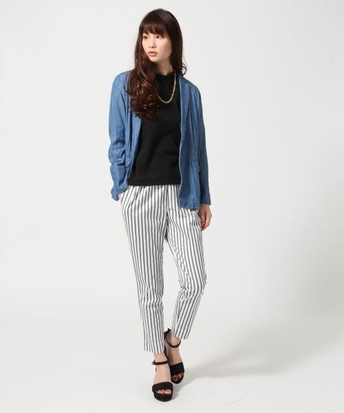 GLOBAL WORK（グローバルワーク）の「ハイネックカットプルオーバー8分袖（トップス・レディース・ホワイト05/ボーダー06/ブラック09/グリーンネイビーボーダー89・Ｍ/Ｌ）」の7枚目の写真