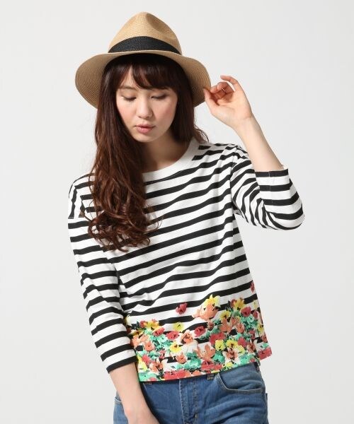 GLOBAL WORK（グローバルワーク）の「アソートＴシャツ7分袖（トップス・レディース・ホワイトロゴ05/ホワイトナンバー06/ボーダー10/ネイビーロゴ88・Ｍ/Ｌ）」の3枚目の写真