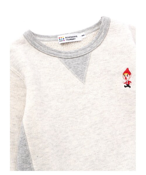 SEVENDAYS=SUNDAY(セブンデイズサンデイ)の「Kid's 30/10裏毛 リブ切替クルーネックプルオーバー(カットソー・キッズ・杢グレー/ネイビー・100/110/120/130)」の5枚目の写真