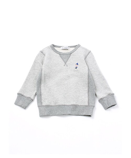 SEVENDAYS=SUNDAY(セブンデイズサンデイ)の「Kid's 30/10裏毛 リブ切替クルーネックプルオーバー(カットソー・キッズ・杢グレー/ネイビー・100/110/120/130)」の1枚目の写真