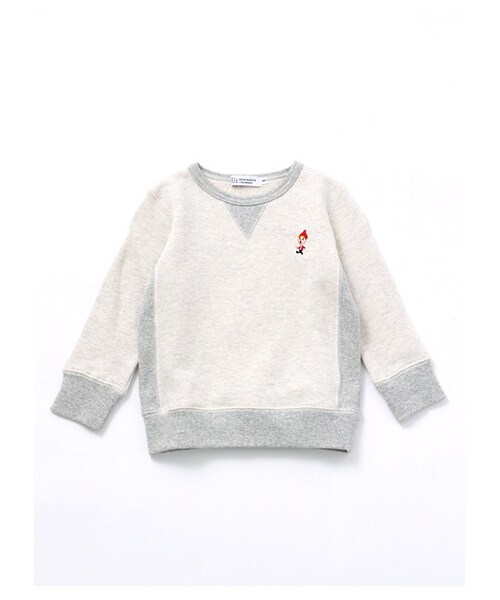 SEVENDAYS=SUNDAY(セブンデイズサンデイ)の「Kid's 30/10裏毛 リブ切替クルーネックプルオーバー(カットソー・キッズ・杢グレー/ネイビー・100/110/120/130)」の3枚目の写真