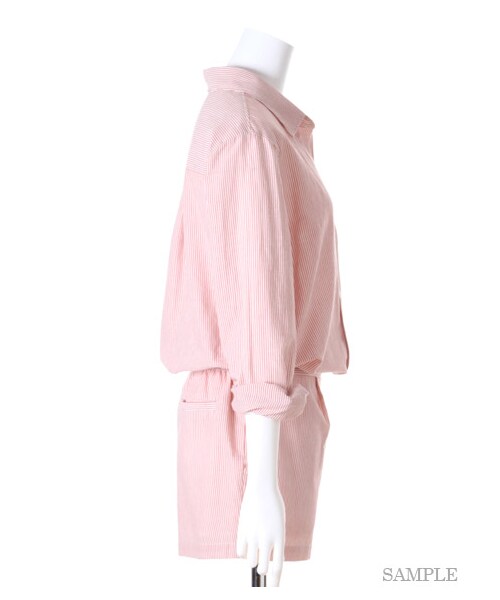 SNIDEL（スナイデル）の「シャツオールインワン（オールインワン・レディース・PNK/RED/GRY/BLU・0/1）」の7枚目の写真